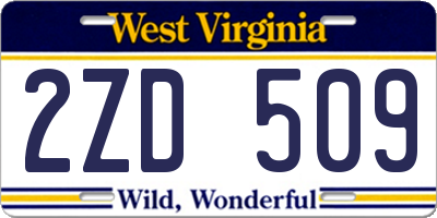 WV license plate 2ZD509