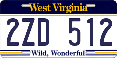 WV license plate 2ZD512