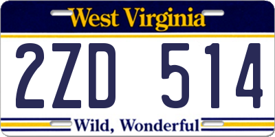 WV license plate 2ZD514