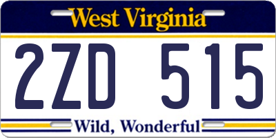 WV license plate 2ZD515