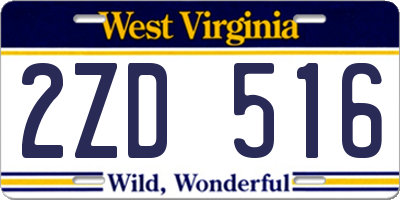 WV license plate 2ZD516