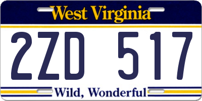 WV license plate 2ZD517