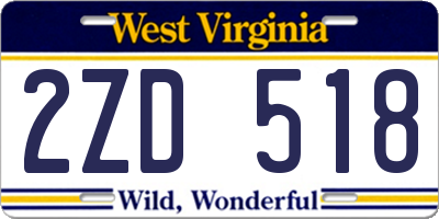 WV license plate 2ZD518