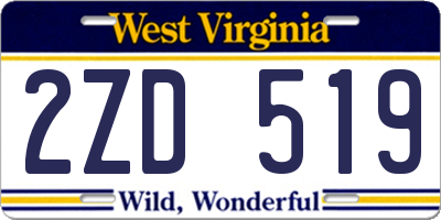 WV license plate 2ZD519