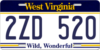 WV license plate 2ZD520