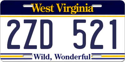 WV license plate 2ZD521