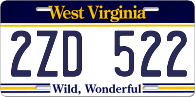 WV license plate 2ZD522