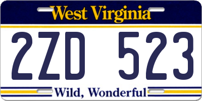 WV license plate 2ZD523