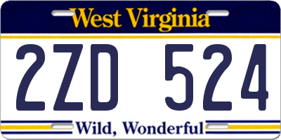 WV license plate 2ZD524