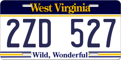 WV license plate 2ZD527