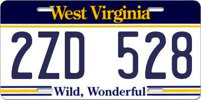 WV license plate 2ZD528