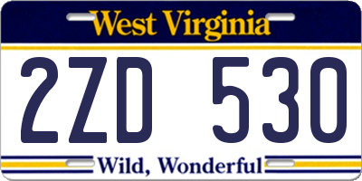 WV license plate 2ZD530