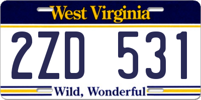 WV license plate 2ZD531