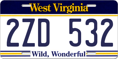 WV license plate 2ZD532