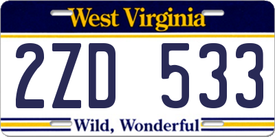 WV license plate 2ZD533