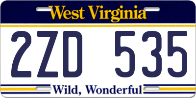 WV license plate 2ZD535