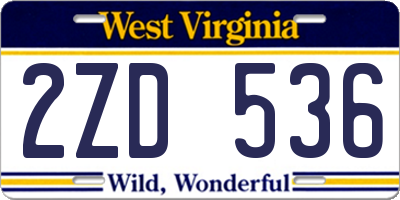 WV license plate 2ZD536