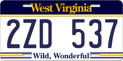WV license plate 2ZD537