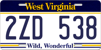 WV license plate 2ZD538