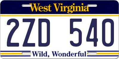 WV license plate 2ZD540