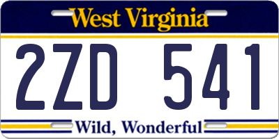 WV license plate 2ZD541