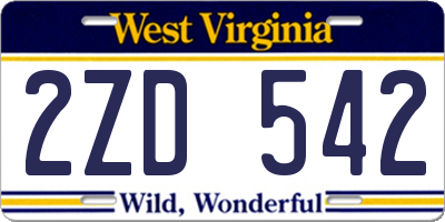 WV license plate 2ZD542