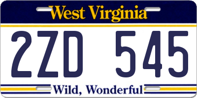 WV license plate 2ZD545