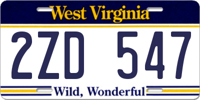 WV license plate 2ZD547