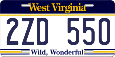 WV license plate 2ZD550