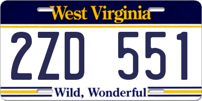 WV license plate 2ZD551