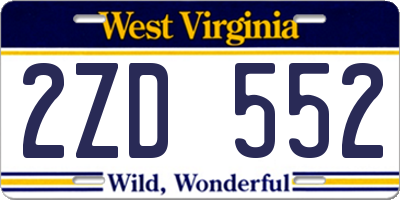 WV license plate 2ZD552