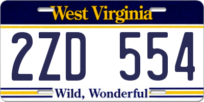 WV license plate 2ZD554