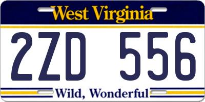 WV license plate 2ZD556