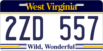 WV license plate 2ZD557