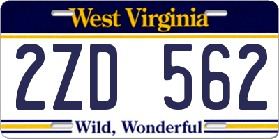 WV license plate 2ZD562