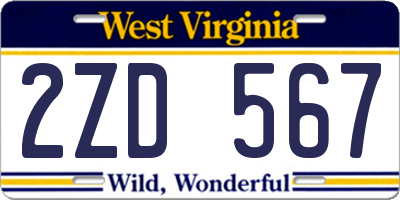WV license plate 2ZD567