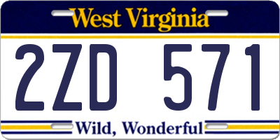 WV license plate 2ZD571