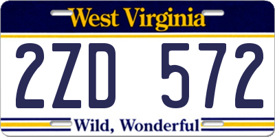 WV license plate 2ZD572