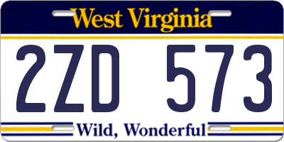 WV license plate 2ZD573
