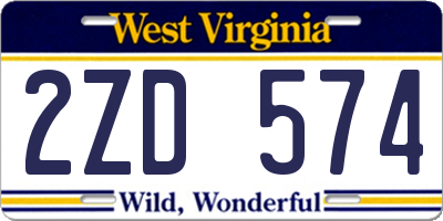 WV license plate 2ZD574