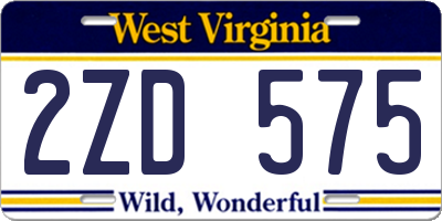 WV license plate 2ZD575