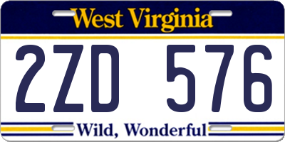 WV license plate 2ZD576