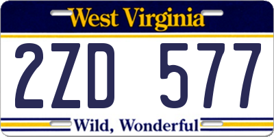 WV license plate 2ZD577