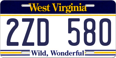 WV license plate 2ZD580