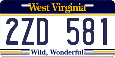 WV license plate 2ZD581