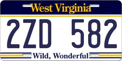 WV license plate 2ZD582