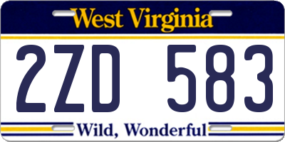 WV license plate 2ZD583