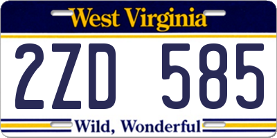 WV license plate 2ZD585