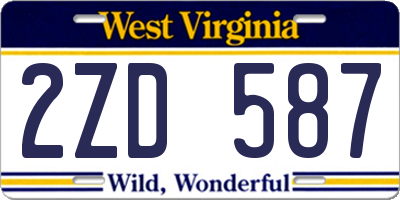 WV license plate 2ZD587