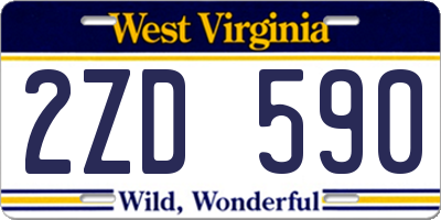WV license plate 2ZD590